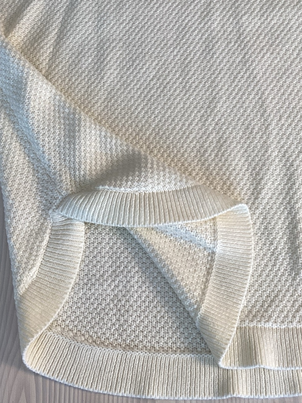 I. B. Diffusion Pullover Sweater Ivory Honeycomb Crochet & Scallop Hem Size L - Picture 8 of 12